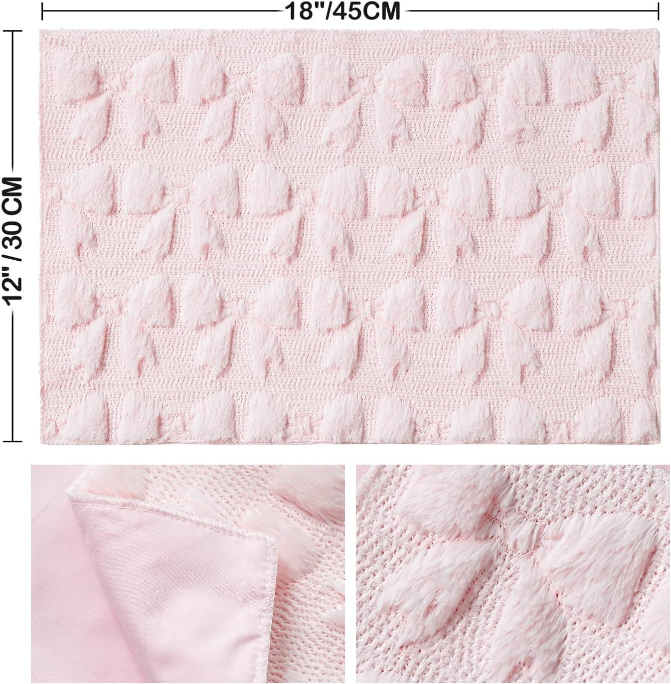image:imageArtoid Mode Pink Bows Spring Placemats Set of 4 12x18 Inch Soft Plush Faux Fur Wool Holiday Table Mats for Party Kitchen Dining DecorationPink