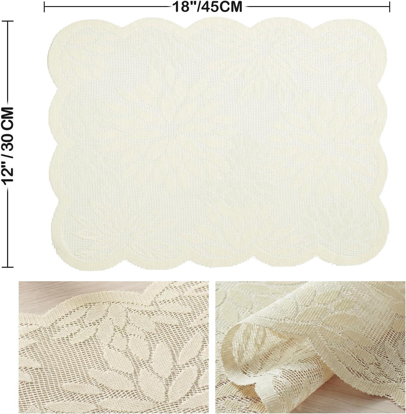 image:imageArtoid Mode Pink Dahlia Lace Placemats Set of 4 12x18 Inch Table Mats for Wedding Anniversary Party Dining Table DecorationBeige