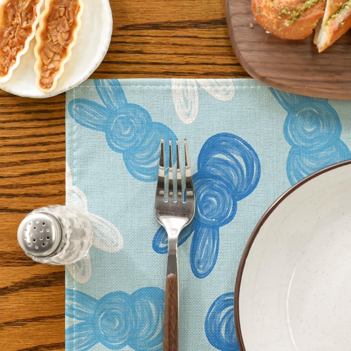 image:imageArtoid Mode Rabbit Bunny Happy Easter Placemats Set of 4 12x18 Inch Seasonal Spring Holiday Table Mats for Party Kitchen Dining DecorationBlue