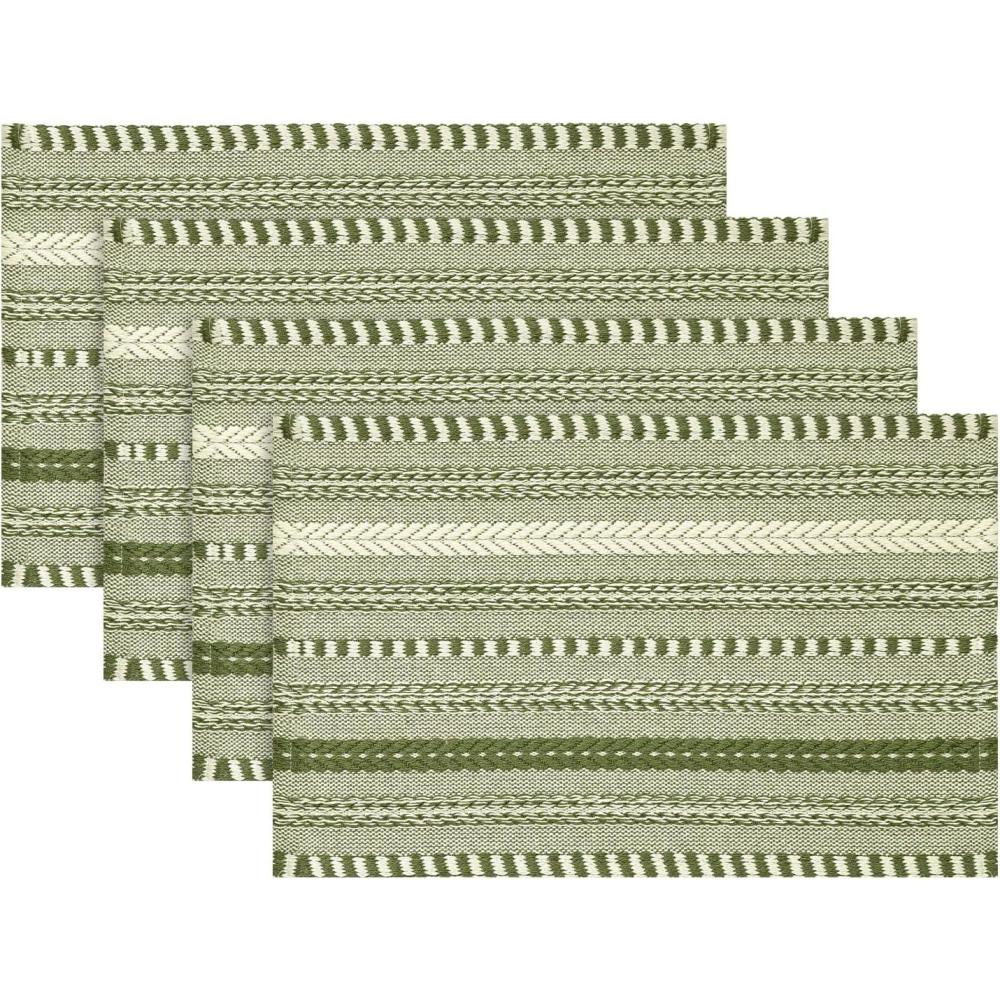 image:imageArtoid Mode Black Farmhouse Woven Braided Stripe Placemats Set of 412x18 Inch Seasonal Holiday Table Mats Party Kitchen Dining DecorationArmy Green