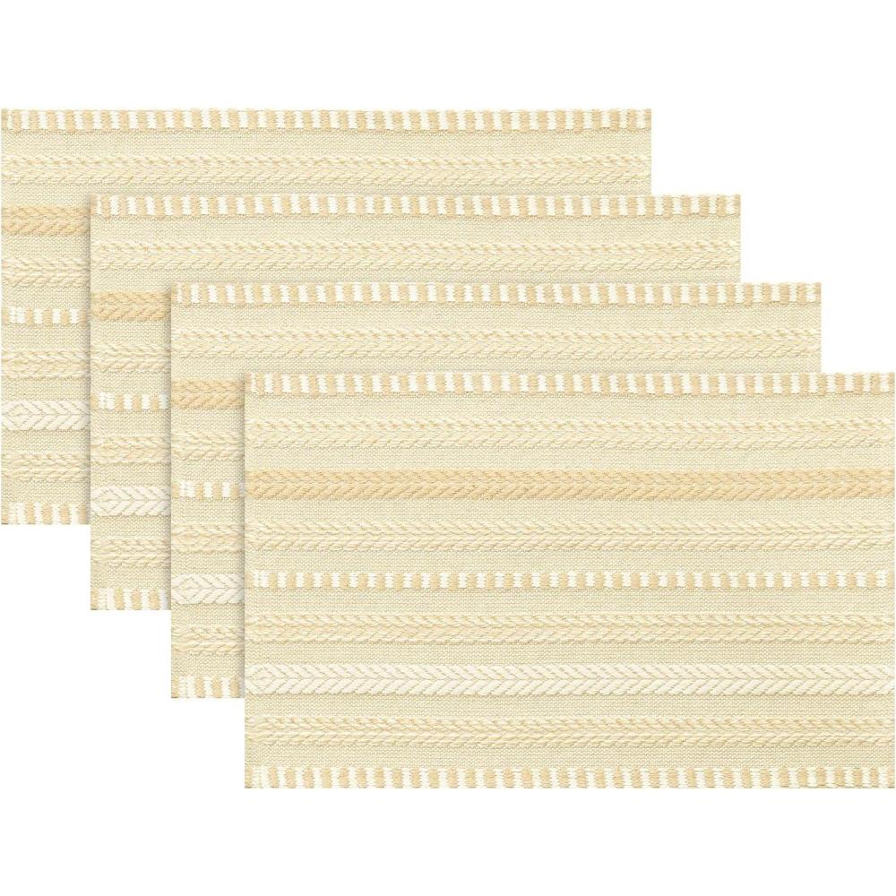 image:imageArtoid Mode Black Farmhouse Woven Braided Stripe Placemats Set of 412x18 Inch Seasonal Holiday Table Mats Party Kitchen Dining DecorationBurlap Brown