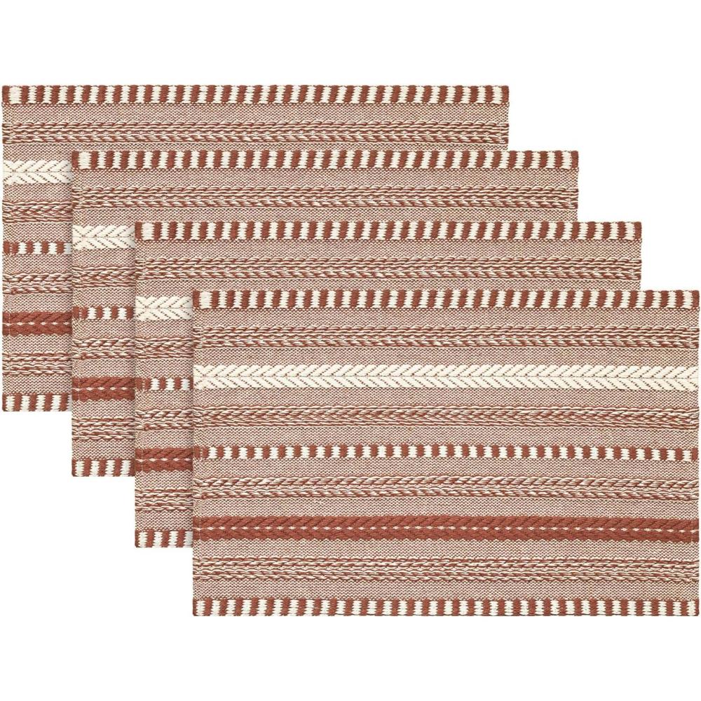 image:imageArtoid Mode Black Farmhouse Woven Braided Stripe Placemats Set of 412x18 Inch Seasonal Holiday Table Mats Party Kitchen Dining DecorationCaramel