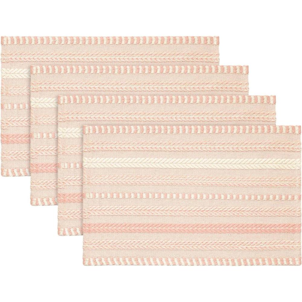 image:imageArtoid Mode Black Farmhouse Woven Braided Stripe Placemats Set of 412x18 Inch Seasonal Holiday Table Mats Party Kitchen Dining DecorationPink