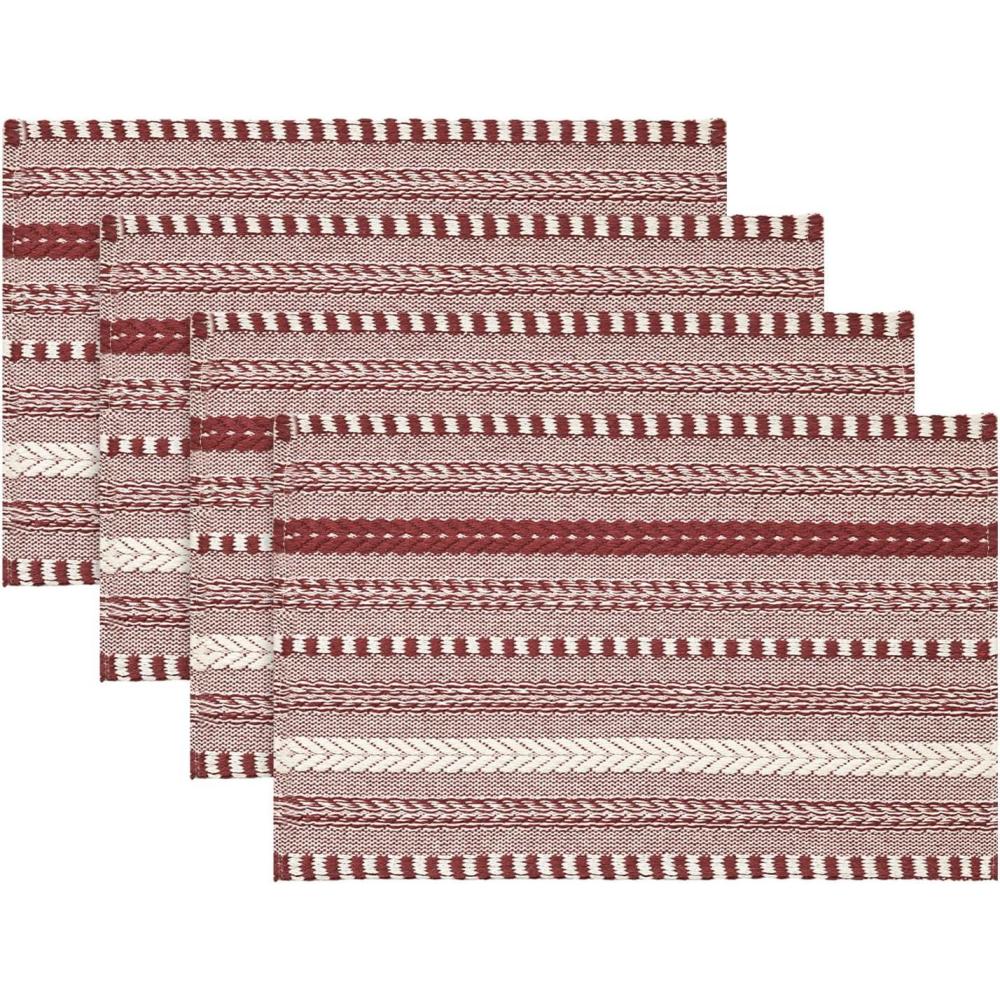 image:imageArtoid Mode Black Farmhouse Woven Braided Stripe Placemats Set of 412x18 Inch Seasonal Holiday Table Mats Party Kitchen Dining DecorationRed
