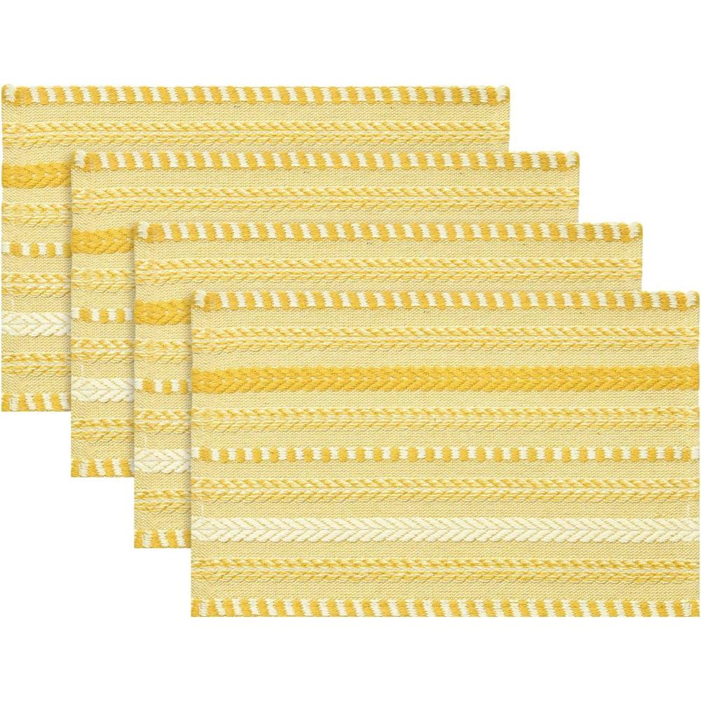 image:imageArtoid Mode Black Farmhouse Woven Braided Stripe Placemats Set of 412x18 Inch Seasonal Holiday Table Mats Party Kitchen Dining DecorationYellow