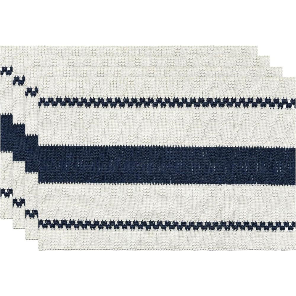 image:imageArtoid Mode Red Farmhouse Woven Rustic Placemats Set of 412x18 Inch Seasonal Holiday Hollow Table Mats Party Kitchen Dining DecorationDark Blue