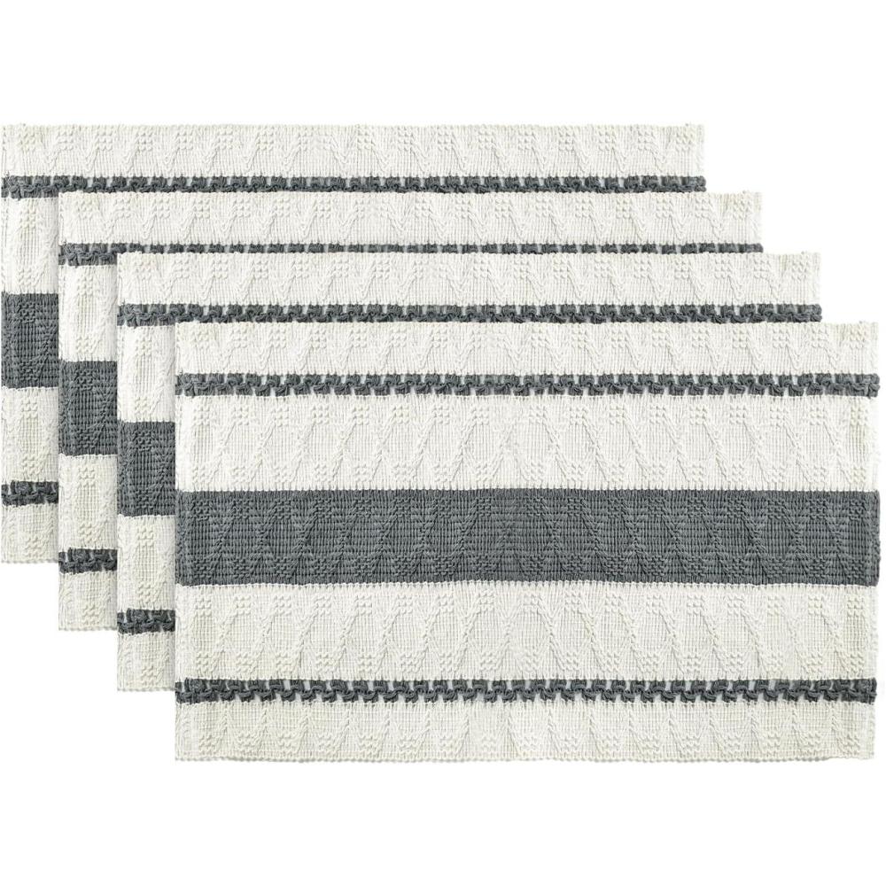 image:imageArtoid Mode Red Farmhouse Woven Rustic Placemats Set of 412x18 Inch Seasonal Holiday Hollow Table Mats Party Kitchen Dining DecorationDark Grey