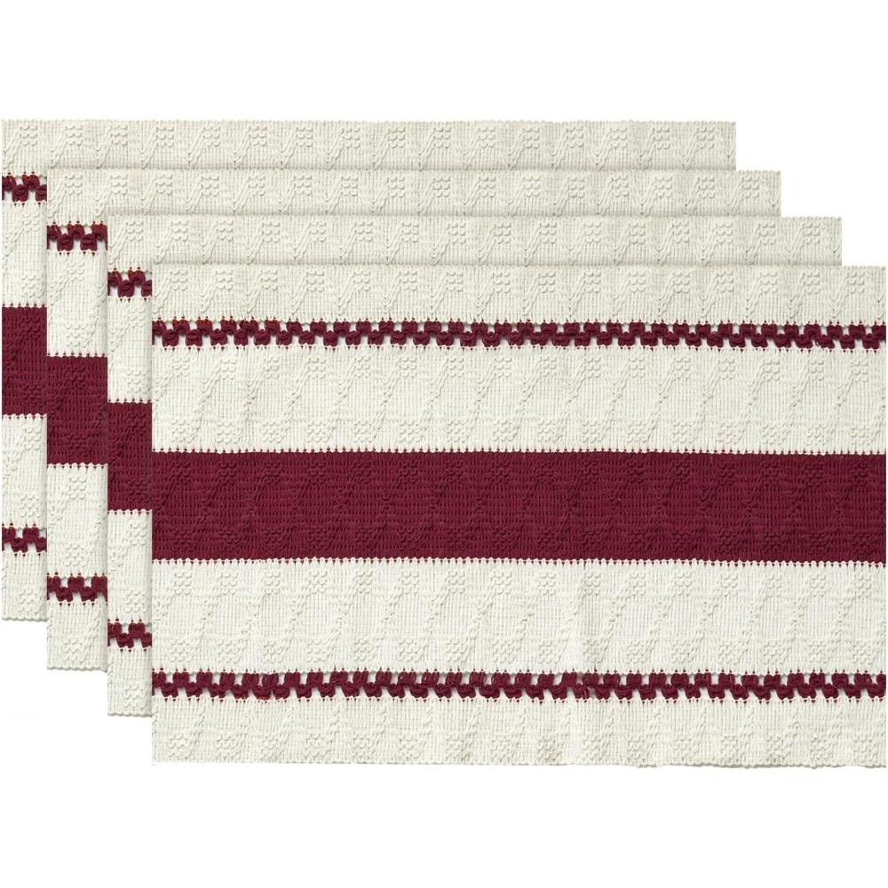 image:imageArtoid Mode Red Farmhouse Woven Rustic Placemats Set of 412x18 Inch Seasonal Holiday Hollow Table Mats Party Kitchen Dining DecorationRed