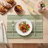 Artoid Mode Black Farmhouse Woven Braided Stripe Placemats Set of 4,12×18 Inch Seasonal Holiday Table Mats Party Kitchen Dining Decoration(Army Green)