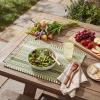 Artoid Mode Black Farmhouse Woven Braided Stripe Placemats Set of 4,12×18 Inch Seasonal Holiday Table Mats Party Kitchen Dining Decoration(Army Green)