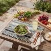 Artoid Mode Black Farmhouse Woven Braided Stripe Placemats Set of 4,12×18 Inch Seasonal Holiday Table Mats Party Kitchen Dining Decoration(Black)