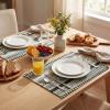 Artoid Mode Black Farmhouse Woven Braided Stripe Placemats Set of 4,12×18 Inch Seasonal Holiday Table Mats Party Kitchen Dining Decoration(Black)