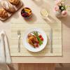 Artoid Mode Black Farmhouse Woven Braided Stripe Placemats Set of 4,12×18 Inch Seasonal Holiday Table Mats Party Kitchen Dining Decoration(Burlap Brown)
