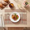 Artoid Mode Black Farmhouse Woven Braided Stripe Placemats Set of 4,12×18 Inch Seasonal Holiday Table Mats Party Kitchen Dining Decoration(Caramel)