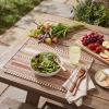 Artoid Mode Black Farmhouse Woven Braided Stripe Placemats Set of 4,12×18 Inch Seasonal Holiday Table Mats Party Kitchen Dining Decoration(Caramel)