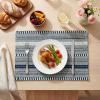 Artoid Mode Black Farmhouse Woven Braided Stripe Placemats Set of 4,12×18 Inch Seasonal Holiday Table Mats Party Kitchen Dining Decoration(Dark Blue)
