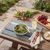 Artoid Mode Black Farmhouse Woven Braided Stripe Placemats Set of 4,12×18 Inch Seasonal Holiday Table Mats Party Kitchen Dining Decoration(Dark Blue)