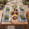 Artoid Mode Black Farmhouse Woven Braided Stripe Placemats Set of 4,12×18 Inch Seasonal Holiday Table Mats Party Kitchen Dining Decoration(Dark Blue)