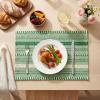 Artoid Mode Black Farmhouse Woven Braided Stripe Placemats Set of 4,12×18 Inch Seasonal Holiday Table Mats Party Kitchen Dining Decoration(Emerald)