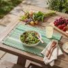 Artoid Mode Black Farmhouse Woven Braided Stripe Placemats Set of 4,12×18 Inch Seasonal Holiday Table Mats Party Kitchen Dining Decoration(Emerald)