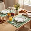 Artoid Mode Black Farmhouse Woven Braided Stripe Placemats Set of 4,12×18 Inch Seasonal Holiday Table Mats Party Kitchen Dining Decoration(Emerald)
