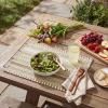 Artoid Mode Black Farmhouse Woven Braided Stripe Placemats Set of 4,12×18 Inch Seasonal Holiday Table Mats Party Kitchen Dining Decoration(Light Coffee)