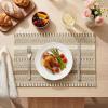 Artoid Mode Black Farmhouse Woven Braided Stripe Placemats Set of 4,12×18 Inch Seasonal Holiday Table Mats Party Kitchen Dining Decoration(Light Coffee)