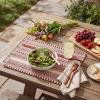 Artoid Mode Black Farmhouse Woven Braided Stripe Placemats Set of 4,12×18 Inch Seasonal Holiday Table Mats Party Kitchen Dining Decoration(Red)