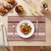 Artoid Mode Black Farmhouse Woven Braided Stripe Placemats Set of 4,12×18 Inch Seasonal Holiday Table Mats Party Kitchen Dining Decoration(Red)