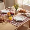 Artoid Mode Black Farmhouse Woven Braided Stripe Placemats Set of 4,12×18 Inch Seasonal Holiday Table Mats Party Kitchen Dining Decoration(Red)