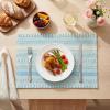 Artoid Mode Black Farmhouse Woven Braided Stripe Placemats Set of 4,12×18 Inch Seasonal Holiday Table Mats Party Kitchen Dining Decoration(Sky Blue)