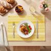 Artoid Mode Black Farmhouse Woven Braided Stripe Placemats Set of 4,12×18 Inch Seasonal Holiday Table Mats Party Kitchen Dining Decoration(Yellow)