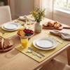 Artoid Mode Black Farmhouse Woven Braided Stripe Placemats Set of 4,12×18 Inch Seasonal Holiday Table Mats Party Kitchen Dining Decoration(Yellow)