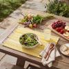 Artoid Mode Black Farmhouse Woven Braided Stripe Placemats Set of 4,12×18 Inch Seasonal Holiday Table Mats Party Kitchen Dining Decoration(Yellow)