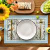 Artoid Mode Blue Birds Flowers Blossom Placemats Set of 4, 12×18 Inch Table Mats for Table Runner Party Kitchen Dining Decoration(Blue)