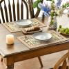 Artoid Mode Blue Birds Flowers Blossom Placemats Set of 4, 12×18 Inch Table Mats for Table Runner Party Kitchen Dining Decoration(Camel)