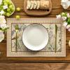 Artoid Mode Blue Birds Flowers Blossom Placemats Set of 4, 12×18 Inch Table Mats for Table Runner Party Kitchen Dining Decoration(Camel)