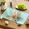 Artoid Mode Blue Rabbit Bunny Flowers Easter Placemats for Dining Table, 12 x 18 Inch Spring Summer Seasonal Holiday Rustic Vintage Washable Table Mats Set of 4(Blue)