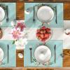 Artoid Mode Blue Rabbit Bunny Flowers Easter Placemats for Dining Table, 12 x 18 Inch Spring Summer Seasonal Holiday Rustic Vintage Washable Table Mats Set of 4(Blue)