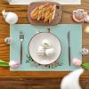 Artoid Mode Blue Rabbit Bunny Flowers Easter Placemats for Dining Table, 12 x 18 Inch Spring Summer Seasonal Holiday Rustic Vintage Washable Table Mats Set of 4(Blue)