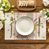 Artoid Mode Green Daisy Leaf Spring Placemats Set of 4, 12×18 Inch Seasonal Summer Holiday Pastoral Table Mats for Party Kitchen Dining Decoration(Pink)