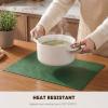 Artoid Mode Green Faux Leather Placemats Set of 4, 15 Inch Waterproof Wipeable Heat Resistant Vinyl Place Mats, Reversible Table Mats for St. Patrick’s Day Dining Decor(Green)