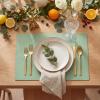 Artoid Mode Green Faux Leather Placemats Set of 4, 15 Inch Waterproof Wipeable Heat Resistant Vinyl Place Mats, Reversible Table Mats for St. Patrick’s Day Dining Decor(Sage)