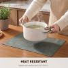 Artoid Mode Green Faux Leather Placemats Set of 4, 15 Inch Waterproof Wipeable Heat Resistant Vinyl Place Mats, Reversible Table Mats for St. Patrick’s Day Dining Decor(Gray)