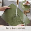 Artoid Mode Green Faux Leather Placemats Set of 4, 15 Inch Waterproof Wipeable Heat Resistant Vinyl Place Mats, Reversible Table Mats for St. Patrick’s Day Dining Decor(Olive Green)