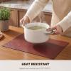 Artoid Mode Green Faux Leather Placemats Set of 4, 15 Inch Waterproof Wipeable Heat Resistant Vinyl Place Mats, Reversible Table Mats for St. Patrick’s Day Dining Decor(Red)