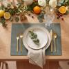 Artoid Mode Green Faux Leather Placemats Set of 4, 15 Inch Waterproof Wipeable Heat Resistant Vinyl Place Mats, Reversible Table Mats for St. Patrick’s Day Dining Decor(Gray)