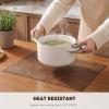Artoid Mode Green Faux Leather Placemats Set of 4, 15 Inch Waterproof Wipeable Heat Resistant Vinyl Place Mats, Reversible Table Mats for St. Patrick’s Day Dining Decor(Brown)