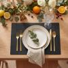 Artoid Mode Green Faux Leather Placemats Set of 4, 15 Inch Waterproof Wipeable Heat Resistant Vinyl Place Mats, Reversible Table Mats for St. Patrick’s Day Dining Decor(Black)