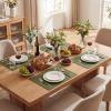 Artoid Mode Green Faux Leather Placemats Set of 4, 15 Inch Waterproof Wipeable Heat Resistant Vinyl Place Mats, Reversible Table Mats for St. Patrick’s Day Dining Decor(Olive Green)